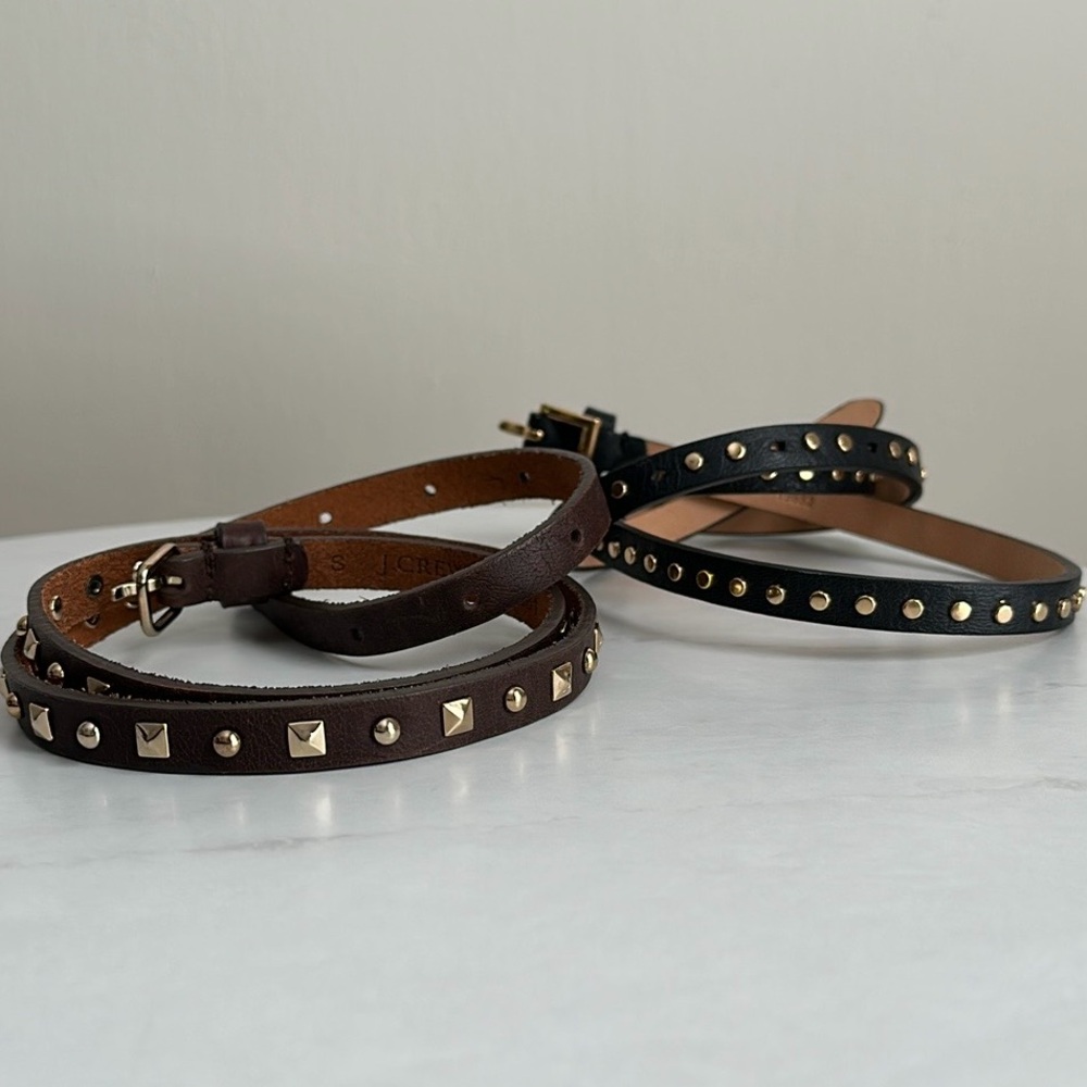 J. Crew Skinny Studded Leather Belt Bundle - Picture 5 of 9